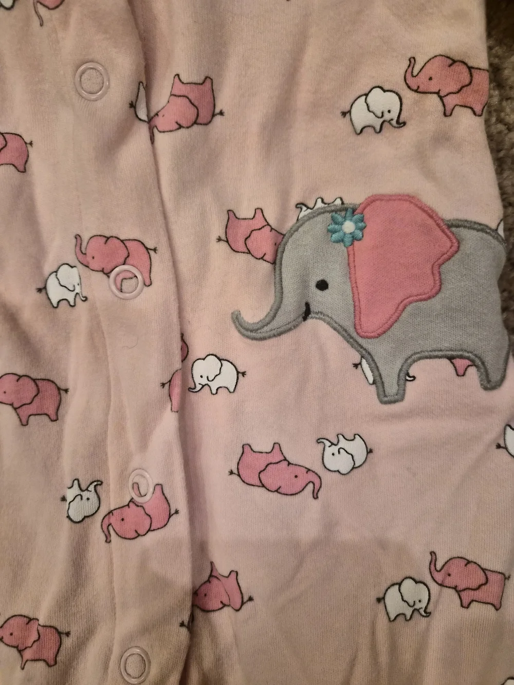 Girls Carter's Pink Elephant Snap-Front Footed One-Piece Onsie 3-6 Months